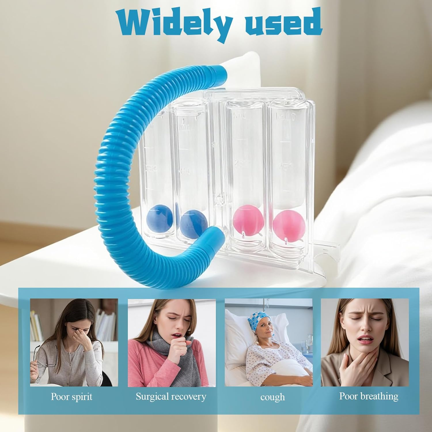 Four-Ball Breathing Trainer, Durable Deep Breathing Lung Exerciser, Spirometer Lung Exerciser, Washable Breathing Exercise Device, Breathing Measurement System with Handle image number 4