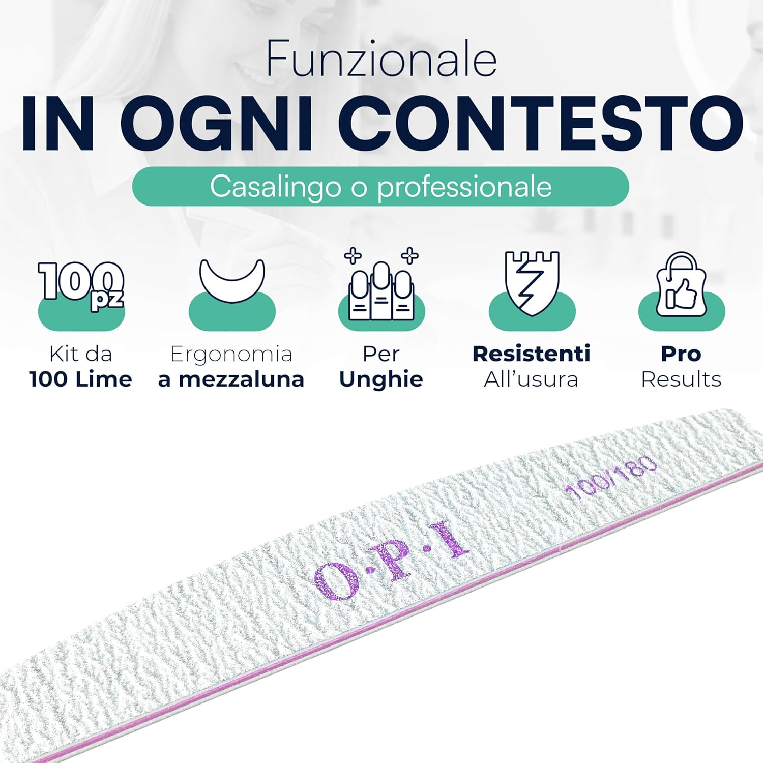 Tempo Di Saldi 100 Half Moon Lime Bilateral Grain 100/180 for Nail Art Reconstruction image number 4