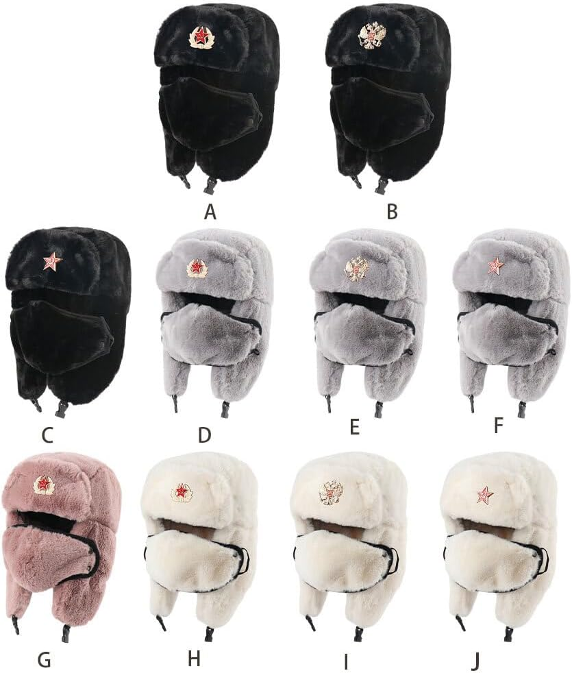 SUIOPPYUW Menwinter Thermal Bomber Hats Warm in Style Caps Men Women Russia Ushanka Hats Women Men Badge Russia Hat image number 2