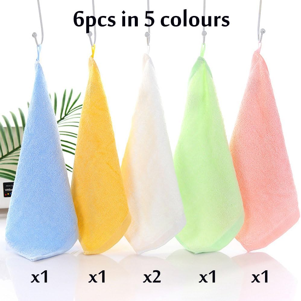 6 Pack 12 X 12 Inch Flannel Face Cloths, Face Cloth Towel Bamboo Cotton Absorbent Soft Reusable Facial Cleansing Wash Towel for Baby Kids Adults, Home Spa Beauty - White image number 2