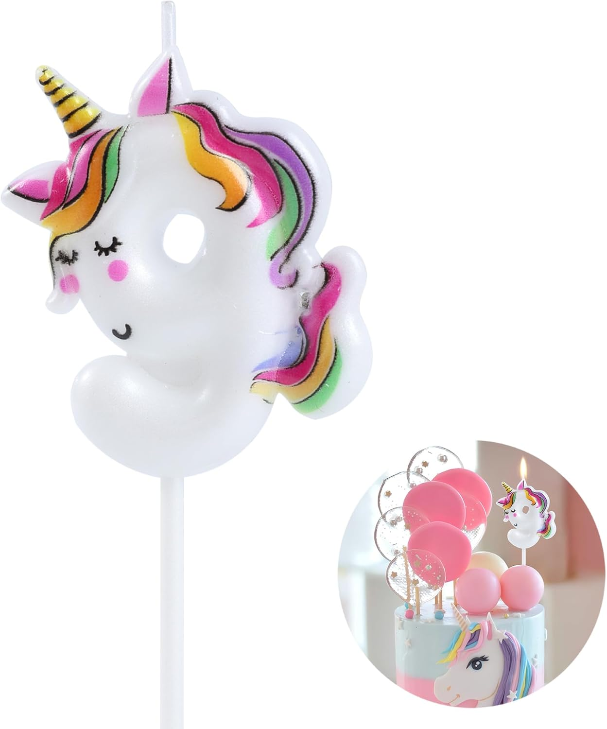 Unicorn Birthday Number Candle 7 Unicorn Cake Toppers Decoration for Happy 7Th Birthday Party Supplies Unicorn Birthday Decorations, Sleeping Unicorn 7 with Vivid Rainbow Color image number 2