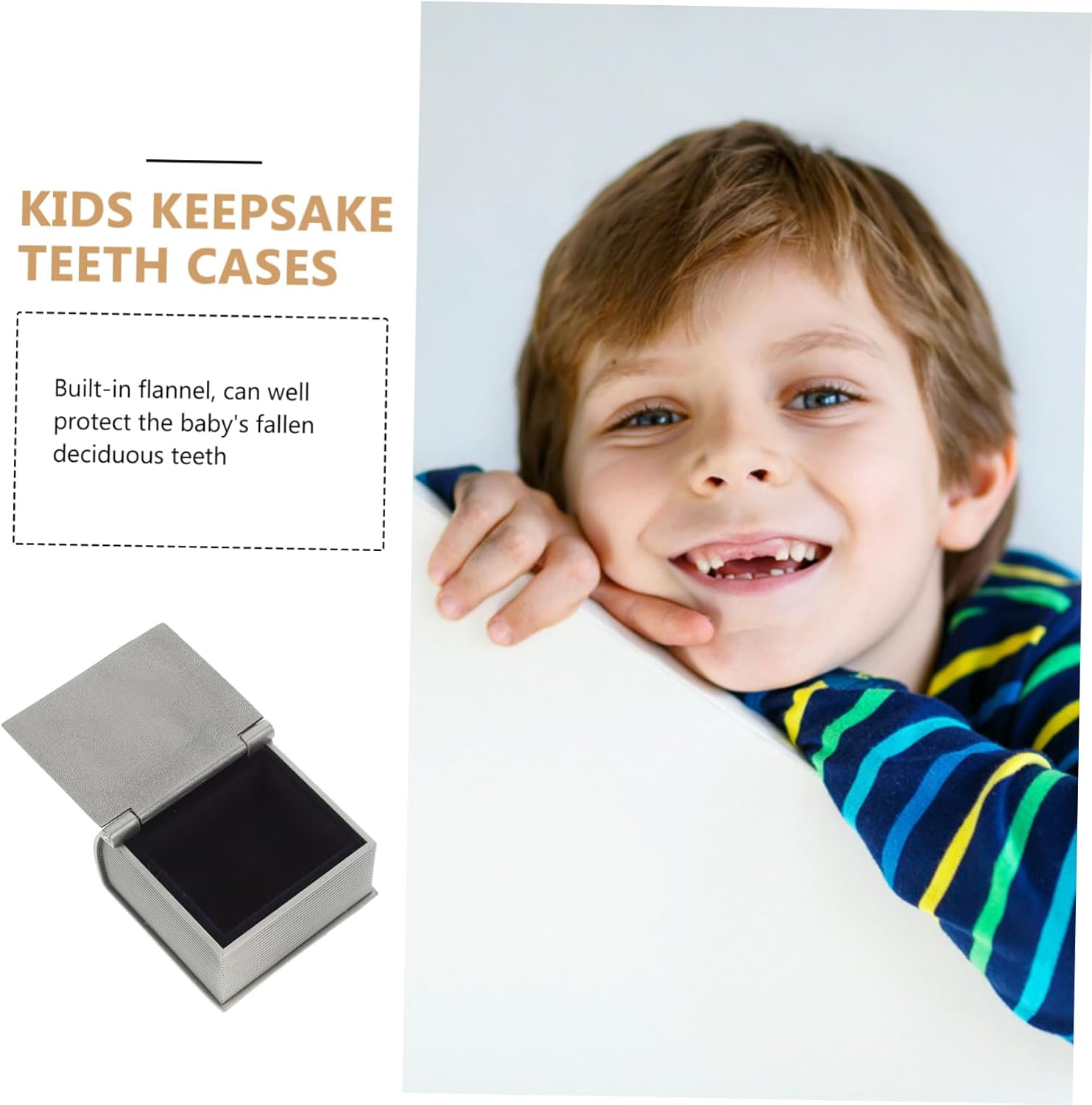 2 Pcs Kids Keepsake Tooth Boxes Vintage Silver Milk Teeth Storage Containers and Hair for Memory Preservation image number 5