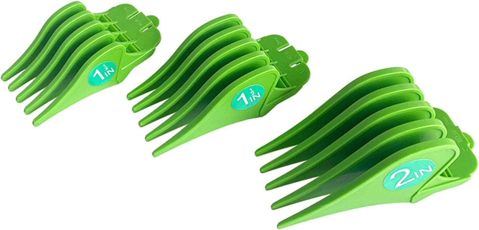 F Fityle 3Pcs/Set Professional Hair Clipper Limit Combs 32Mm 38Mm 51Mm Cutting Guard Hair Trimmers Attachment, Strong and Durable, Easy to Install. - Green - Black image number 6