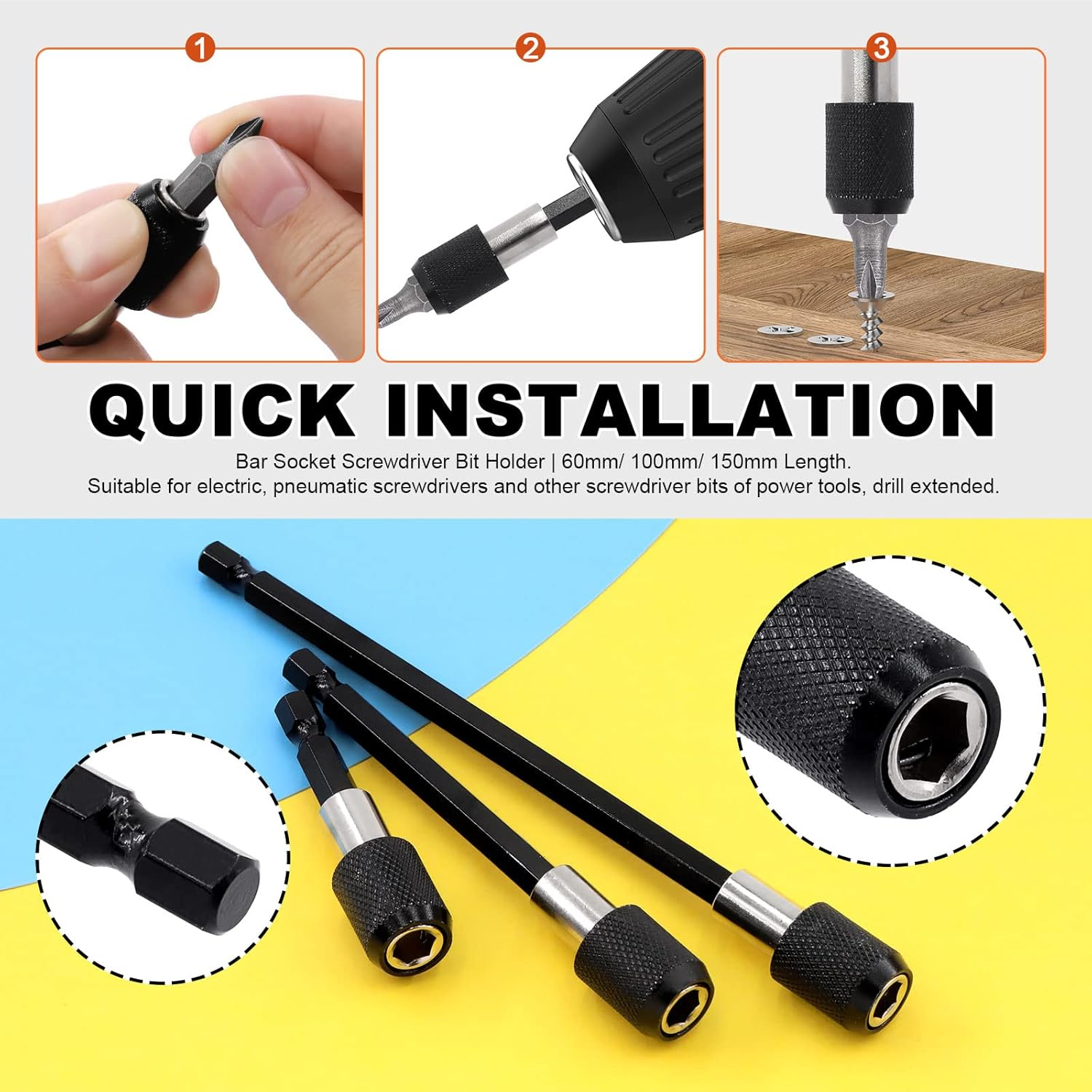 Tanstic 18Pcs Flexible Drill Bit Extension Set, Includes Bendable Drill Bit Extension, 105&deg; Right Angle Drill, Hex Shank Drill Bit Holder, 1/4" 3/8" 1/2" Hex Socket Adapter Set, Screwdriver Bit Kit image number 4