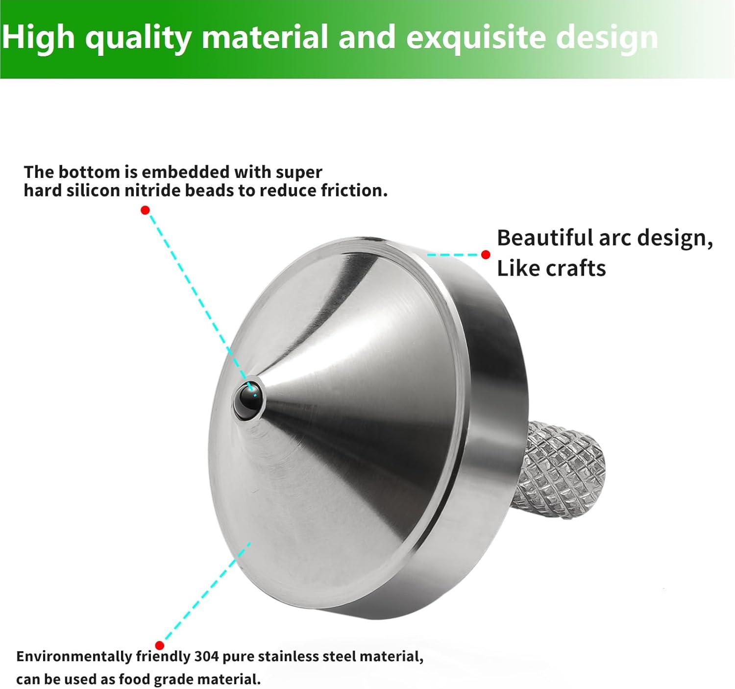 Stainless Steel Spinning Top,Precision Adult Kids Mini Desktop Gyroscope,Kill Time Reduce Stress Toys,Perfect Balance,Bottom Inlaid Super Hard Durable Silicon Nitride (Silver Style 3) image number 5