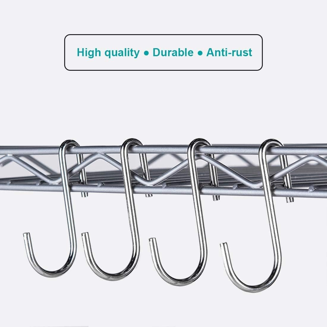 CAVSOIR 4 -Tier Shelf Carbon Steel Shelving Unit Adjustable Heavy Duty Wire Shelf Metal Height Shelves Unit Metal Storage Rack Durable Organizer (Silver, 4 Tier) image number 6