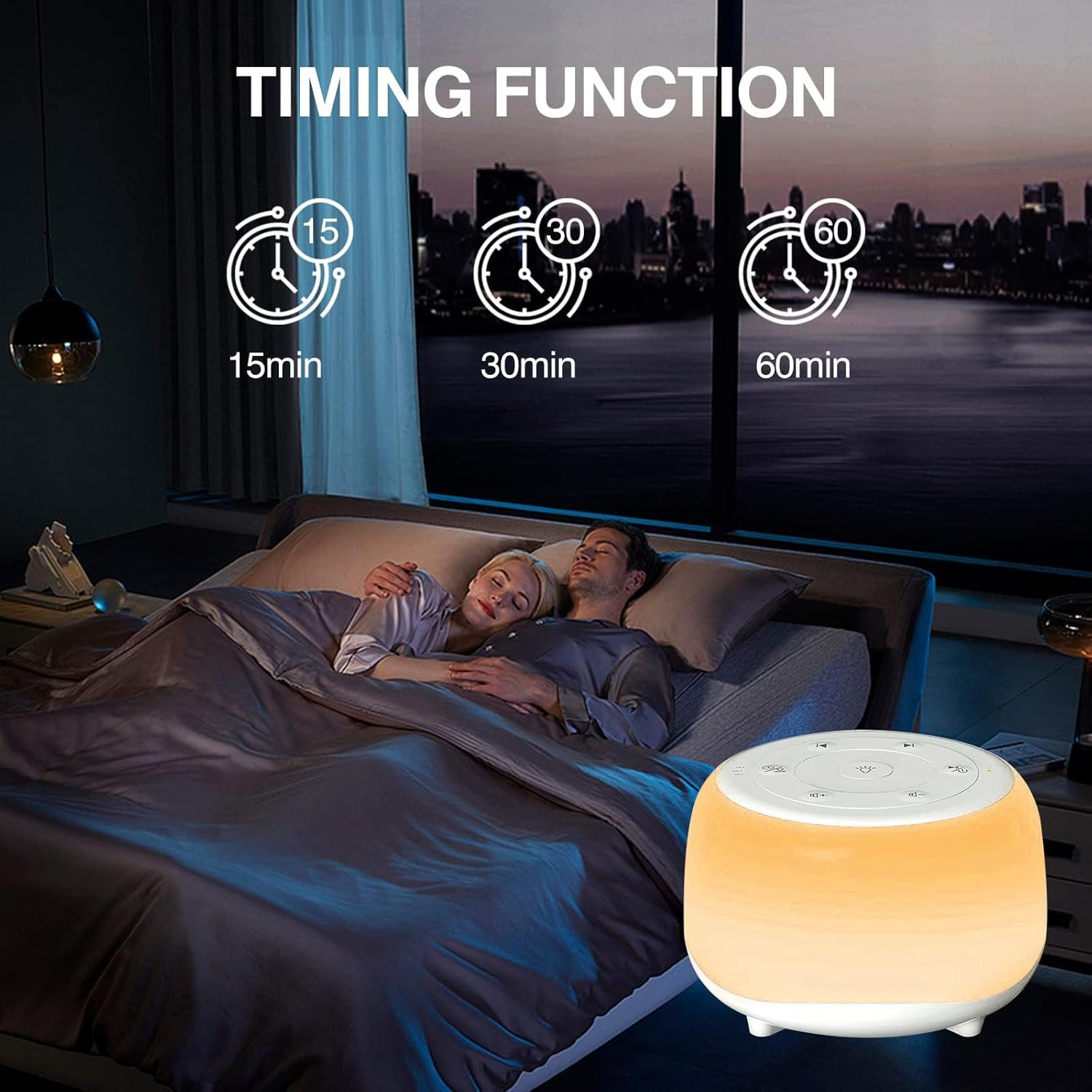 Epzia Portable White Noise Machine for Baby with 34 Soothing Natural Sounds Night Light and Timing Function Compact Sound Machine for White Noise and Noise Cancelling for Baby Kids Adults image number 1