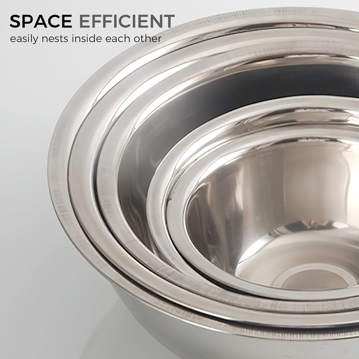 5PCS Stainless Steel Mixing Bowl Set, Multi-Functional Thick Large Bowls with Measurement Marks Ideal for Baking Salad Preparation Washing Vegetables image number 5