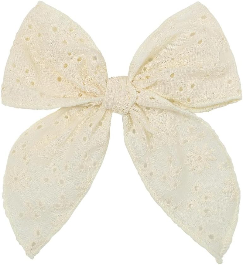 Pack of 9 Girls Hair Bows Cotton Linen Alligator Hair Clips or Little Girls Toddlers Kids Neutral Handmade Hair Accessories image number 5