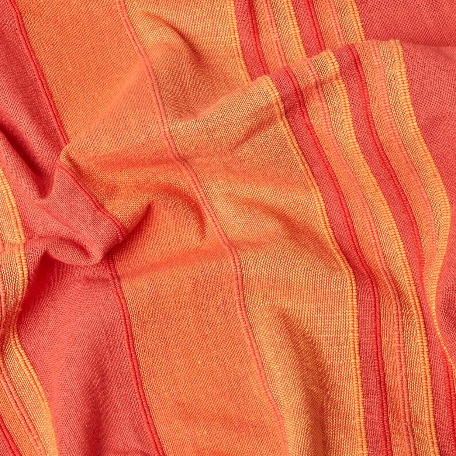 HOMESCAPES Morocco Orange Sofa Throw 100% Cotton Soft Blanket 150 X 200 Cm Orange Terracotta Striped with Fringes image number 6