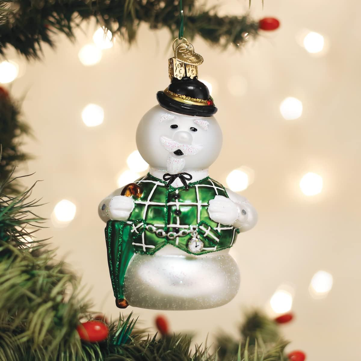 Old World Christmas Sam the Snowman Glass Blown Ornament for Christmas Tree, Handcrafted Holiday Decoration, Rudolph Collection image number 6