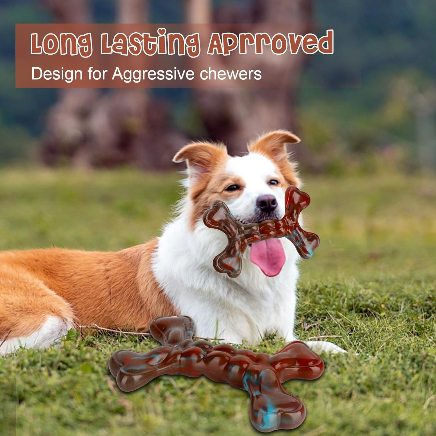 Dog Toys Bones Indestructible Dog Toys for Chewers, Beef Flavored Bone for Medium and Large Breeds image number 3