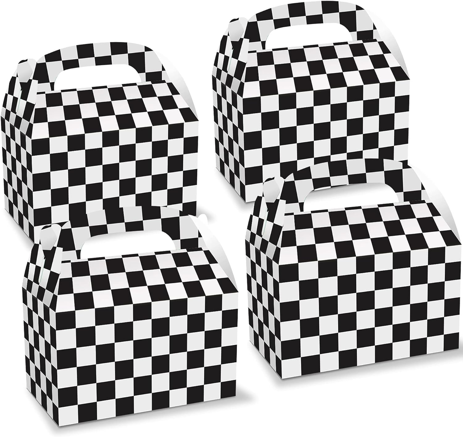 WODJR 12 Pcs Candy Boxes - Racing Car Party Decorations & Gift Boxes - Checkered Gift Boxes & Snack Goodie Bags for Racing Car Party Supplies