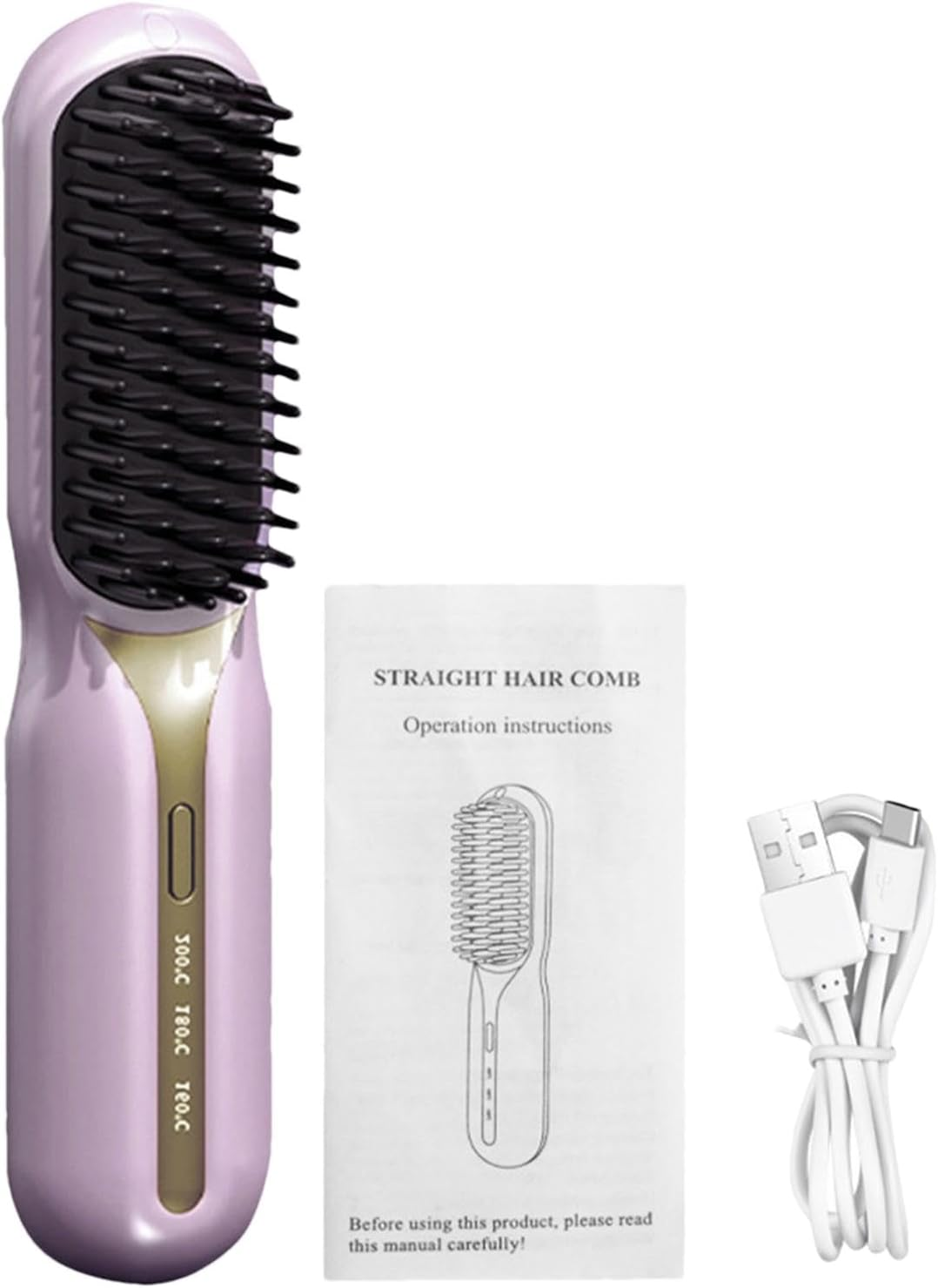 Handheld Cordless Hair Straightener | Compact Cordless Hairs Brush | Battery Powered Hair Styling Brush, Travel Hair Straightening Solution, Rechargeable Cordless Hair Styling Tool