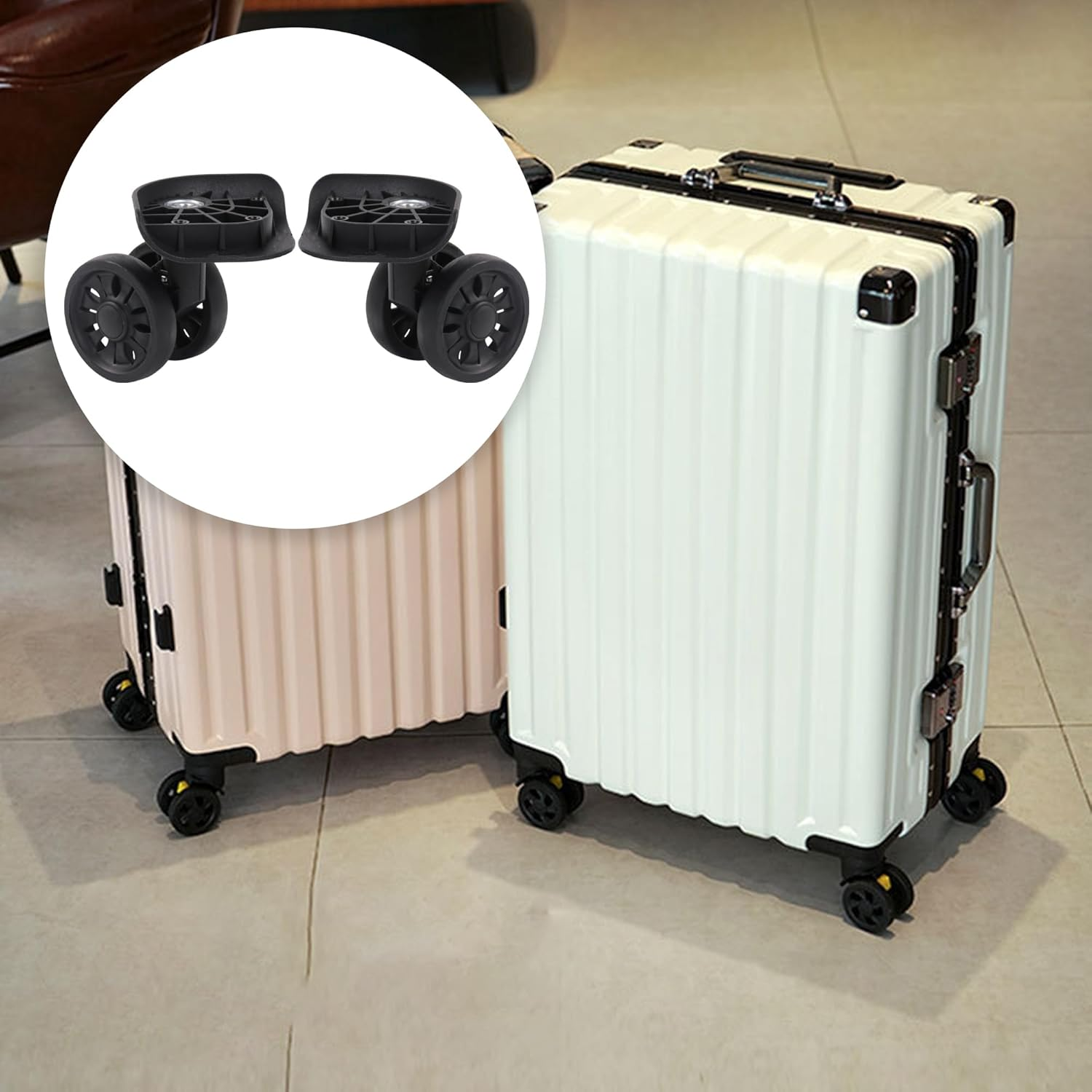 RDEXP 2 Pack Luggage Swivel Wheels Suitcase Replacement Wheels Black W271 image number 3