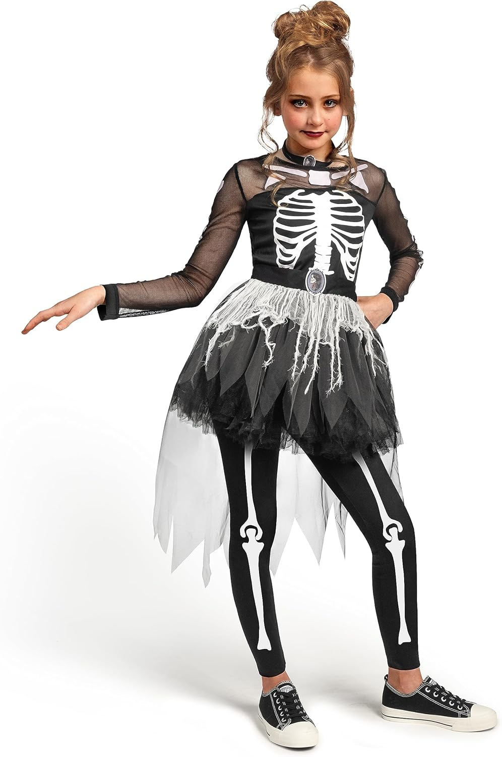 Spooktacular Creations Halloween Girls Skeleton Costume, Ghostly Skeleton Tutu Dress for Girls Halloween Dress Up image number 5