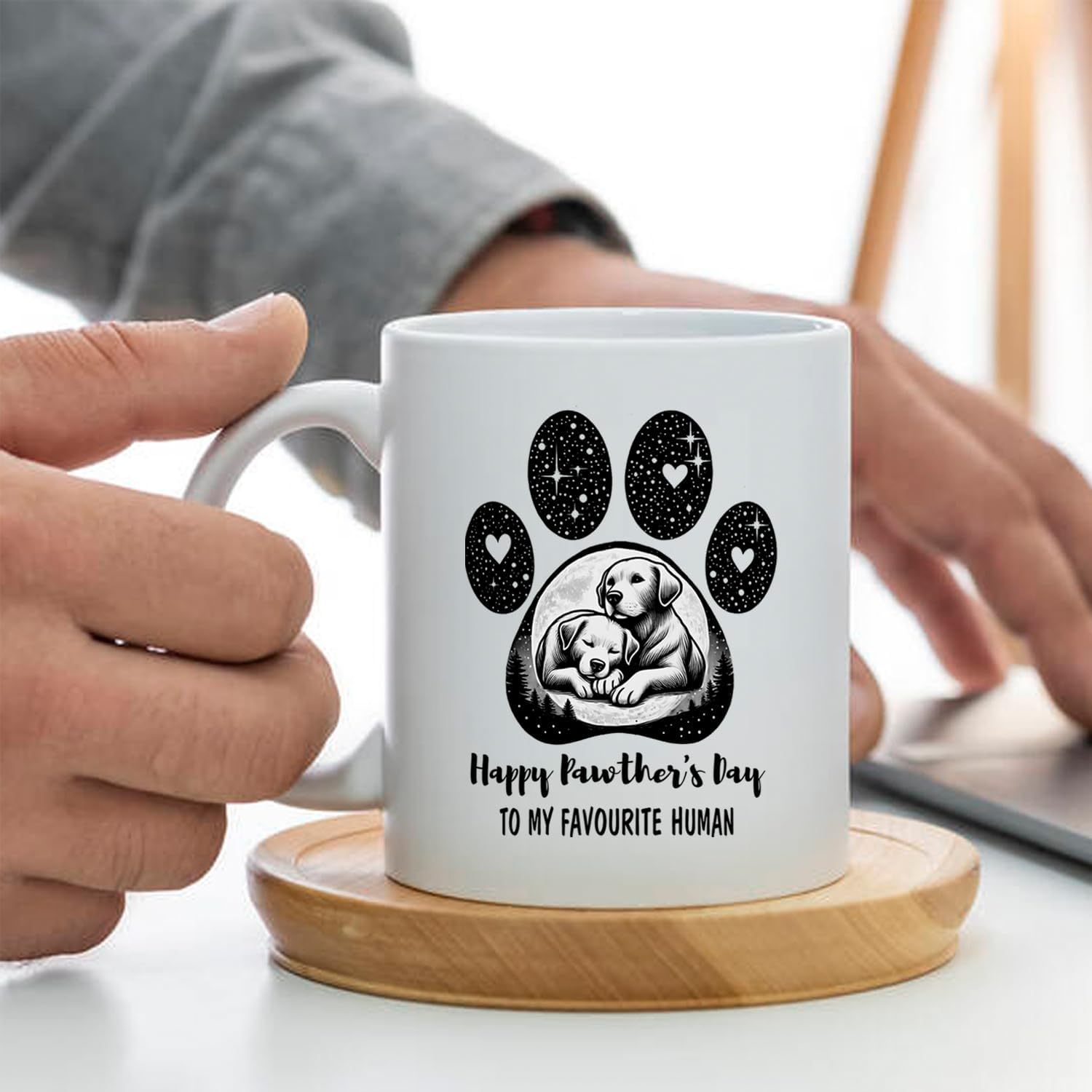 Funny Pawther&rsquo;S Day Coffee Mug Gifts 11 Oz - 'Happy Pawther'S Day' & 'To My Favourite Human' Design, Ideal for Dog Dads, Pet Lovers & First-Time Pet Owners image number 3