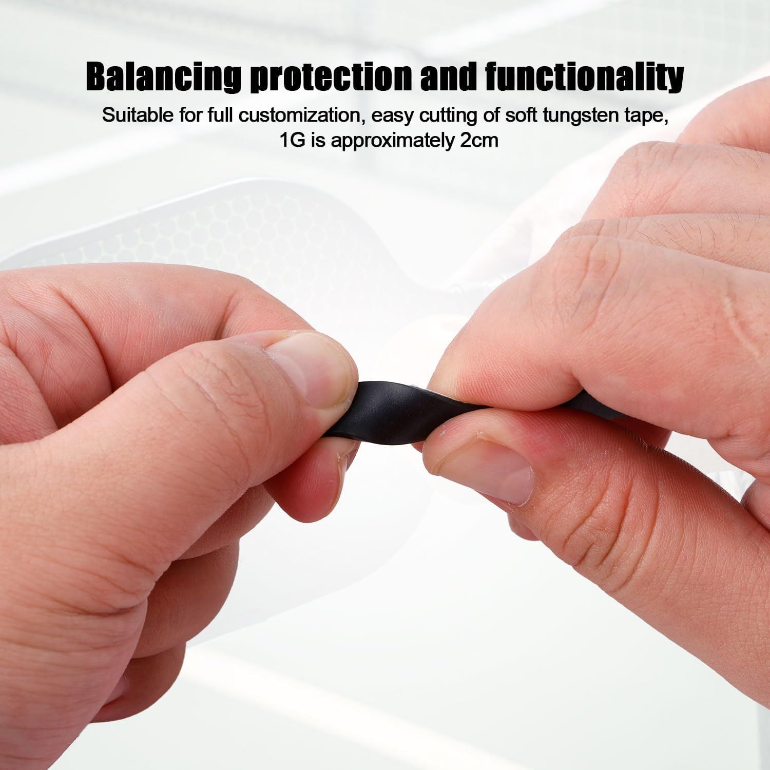 Gosknor Tungsten Tape, 0.39 Inch Width 50G Roll Weight Adhesive Lead Tape for Pickleball Paddles Customizable Alternative Weighted Tape for Pickleball Paddles, Black image number 5