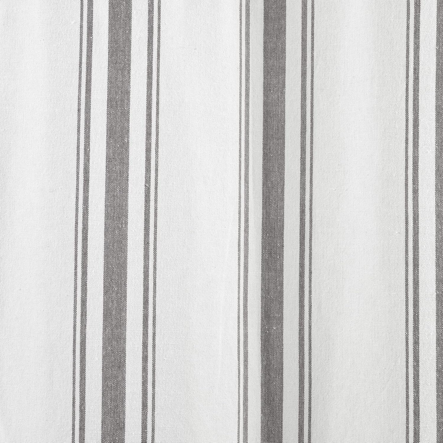 Lush Decor Farmhouse Stripe Yarn Dyed Eco-Friendly Recycled Cotton Window Curtain Panel Pair, 42" W X 63" L, Gray - Classic Modern Rustic Charm - Eco Friendly Cotton Fabric image number 5