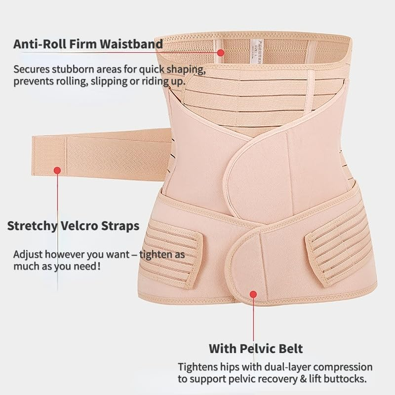 Postpartum Recovery Belly Belt - Breathable Waist Shaper for Tummy Control & Pelvic Support (Black,Xxl) image number 2