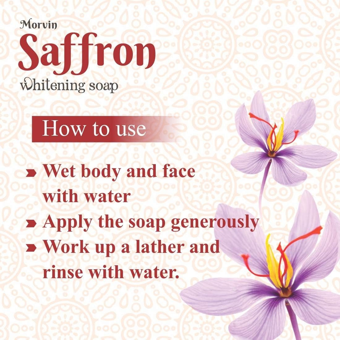 Morvin Saffron Whitening Soap with Saffron Scent, Special Exfoliating Feature Bathing Bar for Glowing Skin - Chemical Free, for All Skin Types (150Gms,Pack of 2) image number 1