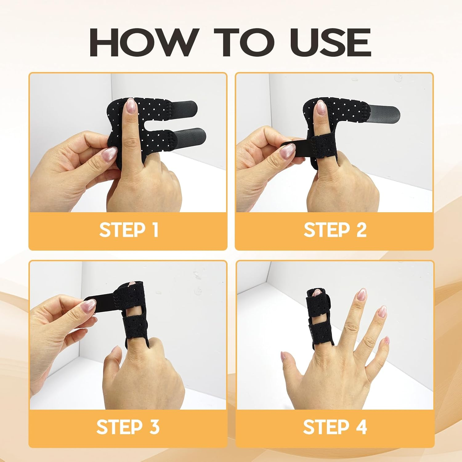 2 Pcs Finger Splints - Breathable Support Brace with Steel Plates for Index/Middle/Ring Fingers, Adjustable Straps for Trigger & Mallet Finger Support (Black) image number 3