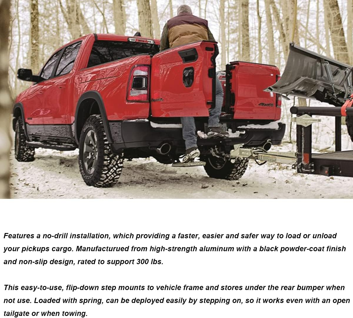 Bed Step Retractable Bumper Step for 2019-2021 Dodge Ram 1500 DT (New Body Style) Dual Exhaust Vehicles 82215289AG SSFL image number 5