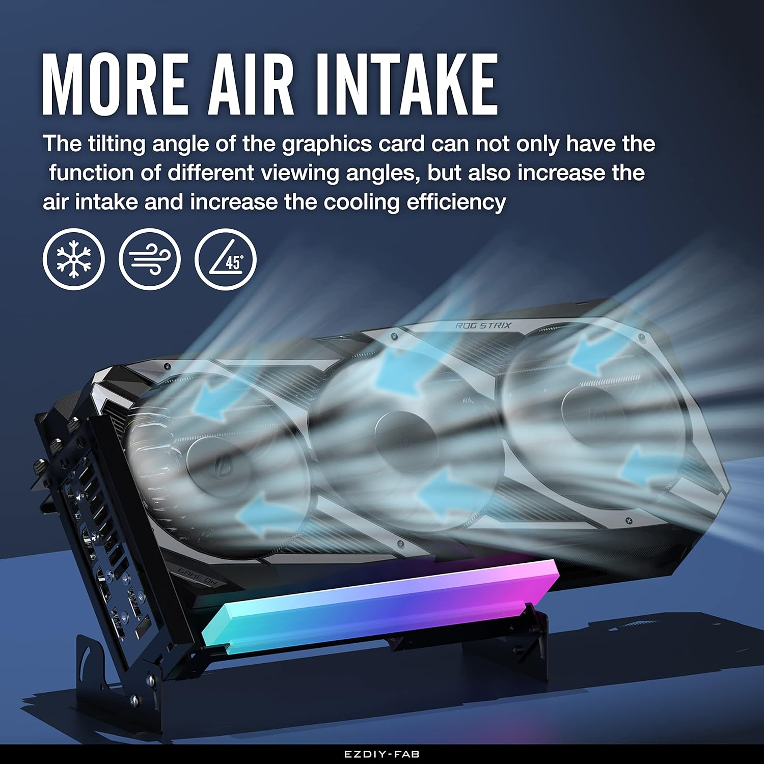 EZDIY-FAB Pcie 4.0 GPU Mount Bracket Graphic Card Holder Multi-Angle Adjustment with 5V 3 Pin ARGB LED Module, Video Card VGA Support Kit with Pcie 4.0 X16 Gen4 17Cm/6.69In Riser Cable - Black image number 2