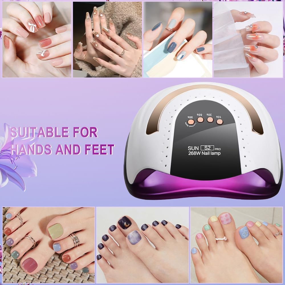 Profesional Nail Lamp 268W, 57Pcs Lamp Beads, Infrared Sensor, 4 Timer Settings, for Nail Salons and Homes image number 5