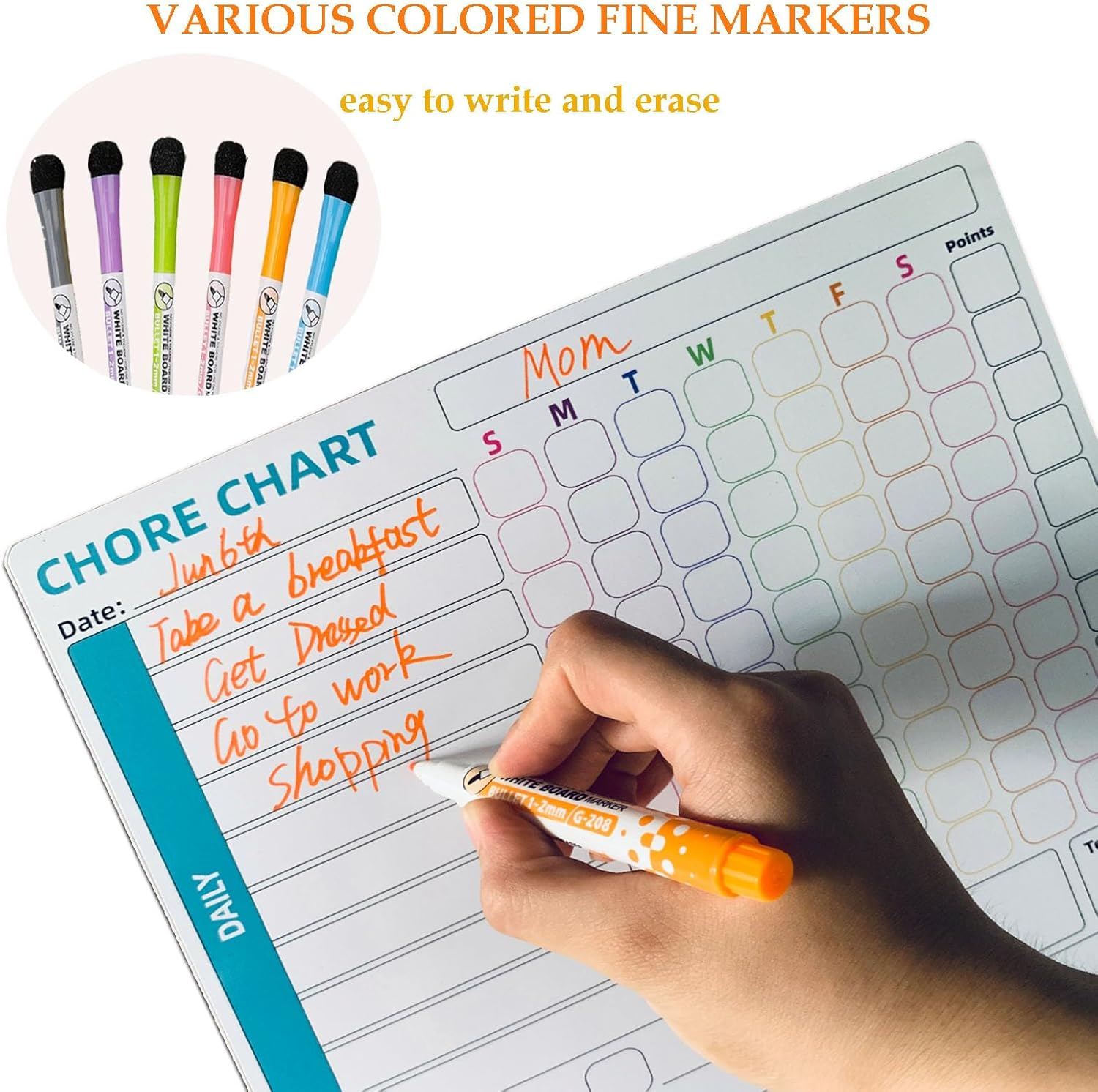 Magnetic Chore Chart for Refrigerator, ZACHMEST 3 Pieces Dry Erase Behavior Chore Charts & 6 Markers & Eraser Reward Weekly Chart for Adults Family Daily Responsibility image number 3