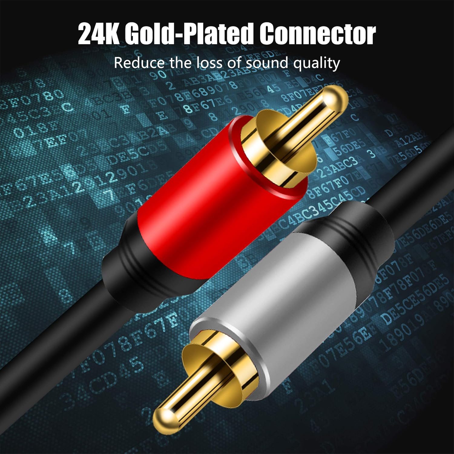 Tan QY 2RCA to 2RCA Cable 3Ft, Gold-Plated 2 RCA Male to 2 RCA Male Stereo Audio Cable for Home Theater, HDTV, Gaming Consoles, Hi-Fi Systems (3Ft/1M) - 12Ft/4M image number 2