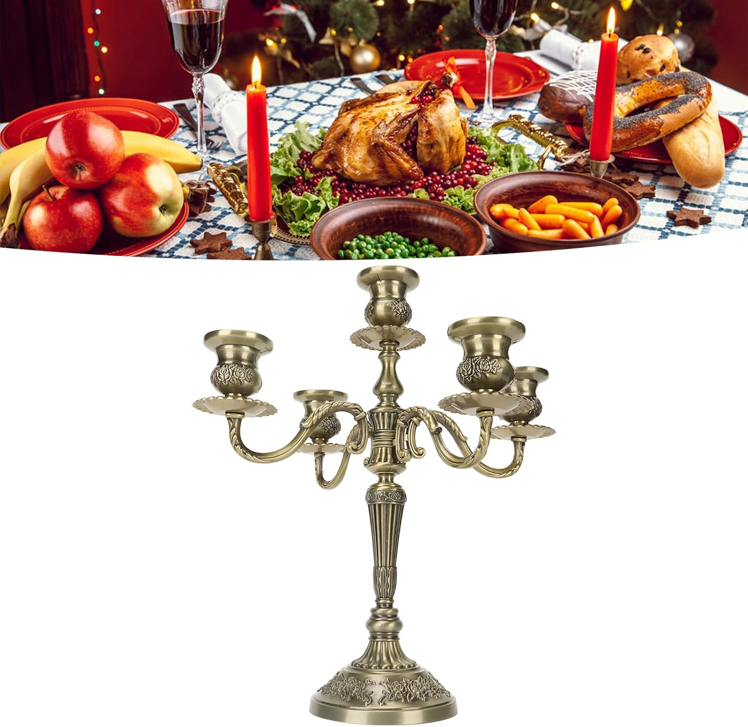 5 Arm Candelabra, Multi-Purpose Antirust Scratch Resistant Metal Candelabra for Party image number 1