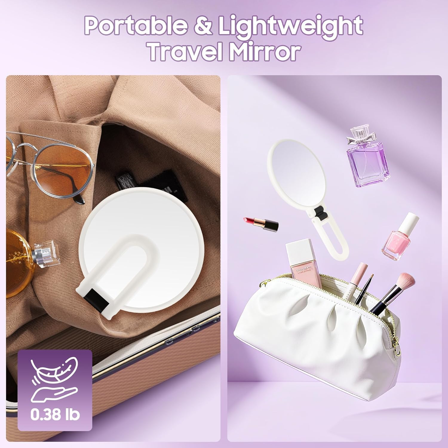 Valentine'S Day Gift 40X Magnifying Mirror &ndash; Double-Sided Hand Mirror with 40X/1X Magnification, Foldable & Portable Makeup Mirror for Travel, Eyebrow Plucking, Eyelash Application (White) - Black image number 2