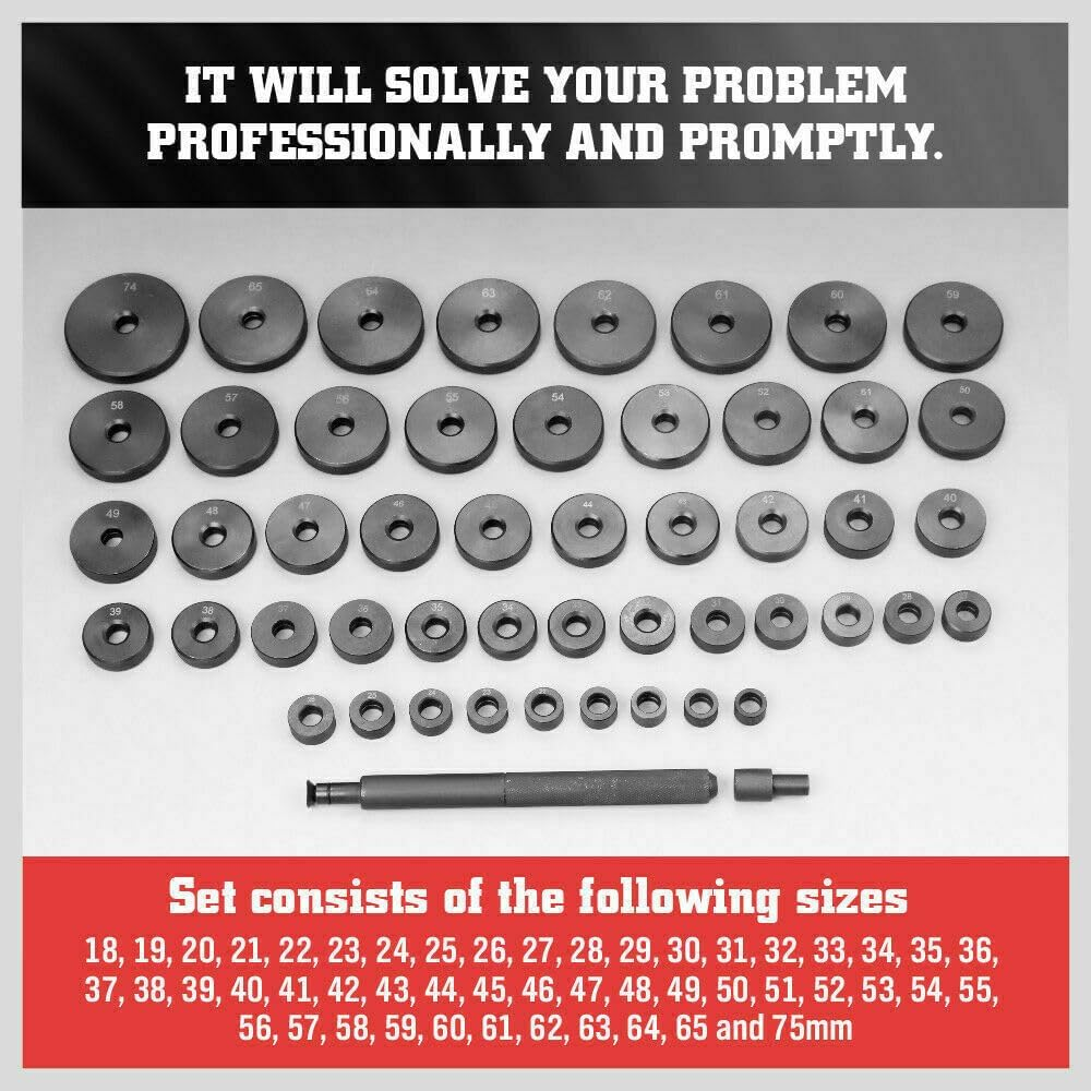 HORUSDY 52-Piece Custom Bushing Driver Set, Bearing and Seal Driver Transmission Bushing Removal Puller Bearing Press Tool Kit for Installing or Removing Wheel Bearings, image number 4