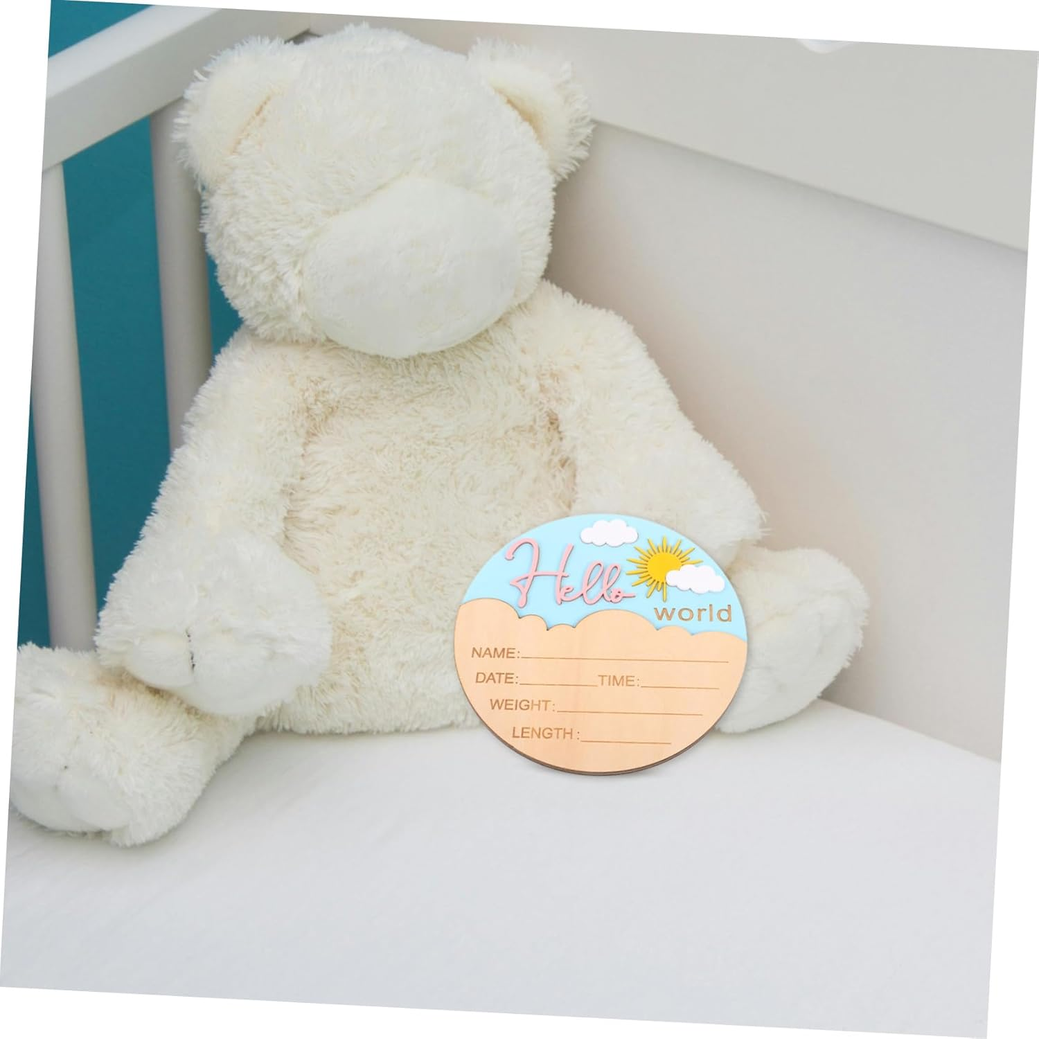 Abaodam Wooden Newborn Announcement Sign Name Plaques Rustic Birth Welcome Board for Nursery Photo Prop Unisex Pink Shower Decoration image number 6