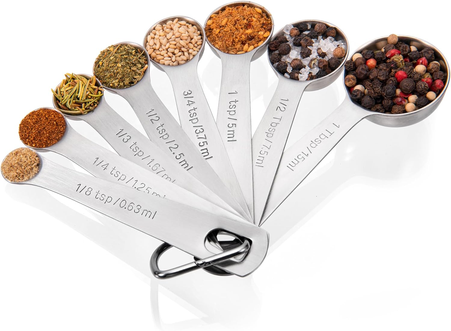 Doosu Measuring Spoons Set of 8-18/8 Stainless Steel Heavy Duty Teaspoons Tablespoons with Engraved Metric & US Measurements, Metal Measure Spoon for Dry and Liquid Ingredients, Dishwasher Safe image number 4