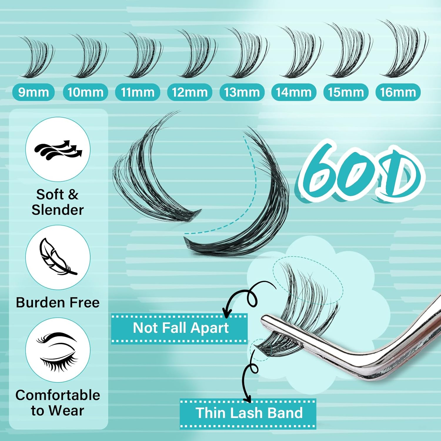 Lash Clusters Kit 200Pcs, Eyelash Extension Kit 80D D Curl Diy Cluster Eyelashes Extensions Lashes Bond and Remover Waterproof Lash Applicator Tools for 9-16Mm Mix Lashes Individual Eyelashes Kit image number 1