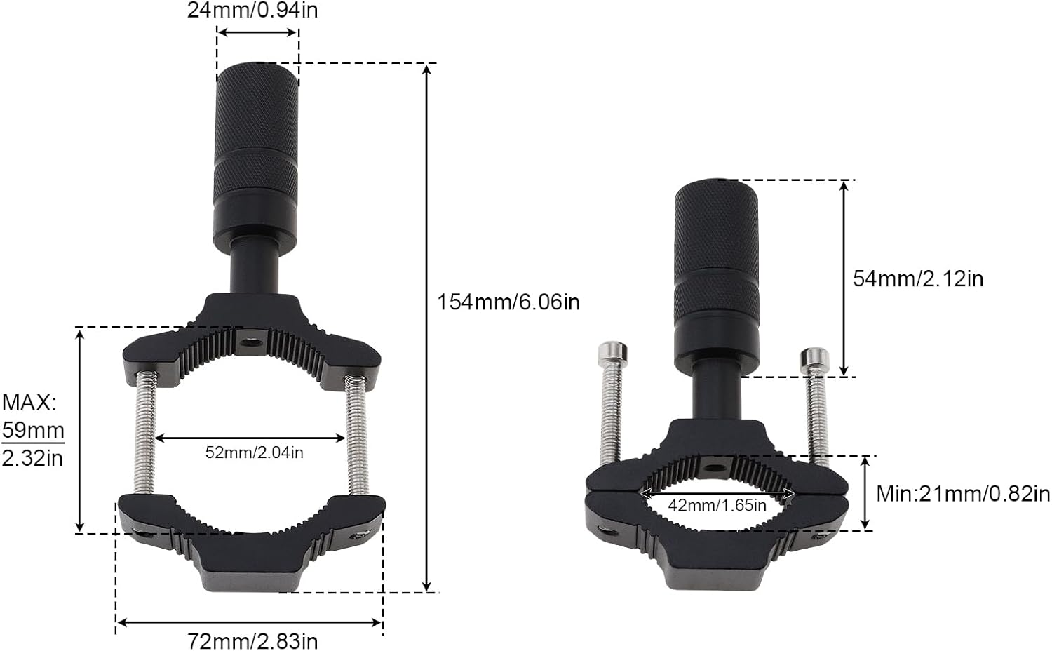 Windance Motorcycle Fork Light Mount Bracket for Scooter ATV UTV Installing Spotlights Running Lights, Foglight Spotlight Headlight Crash Bar Bumper Expansion Bracket (2, 25MM-52MM) image number 2