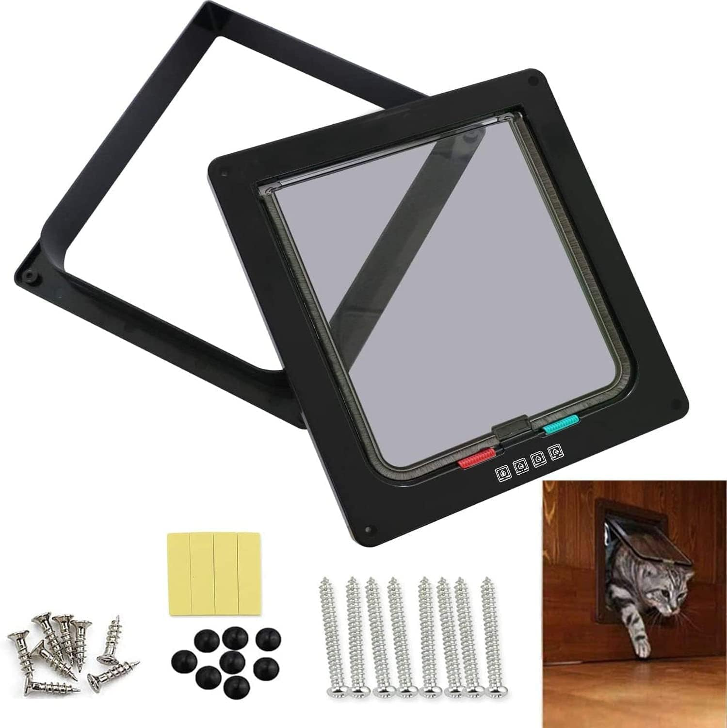 Large Cat Flap, XL Dog Flap, 4-Way Magnet, (Outer Size 28 X 24.9 Cm), Weatherproof Cat Door for Pets with a Circumference of <63 Cm image number 4