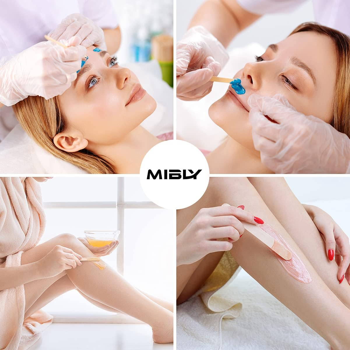 Mibly 4 Style 300 Pcs Assorted Wooden Wax Sticks for Body Legs Face and Small Medium Large Sizes Eyebrow Waxing Applicator Spatulas for Hair Removal or Wood Craft Sticks image number 5