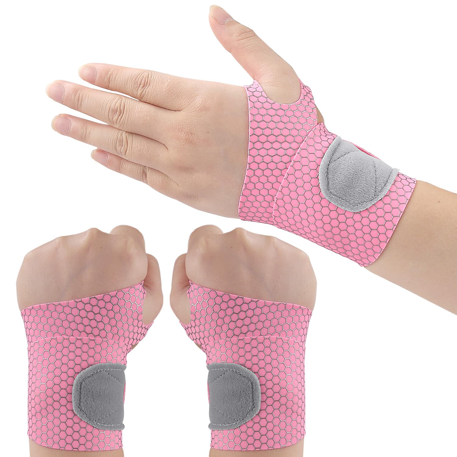 2 Pcs Ultra-Thin Wrist Brace and Compression Wraps - Elastic Adjustable Carpal Tunnel Support Sleeves for Sports Fitness (Black)