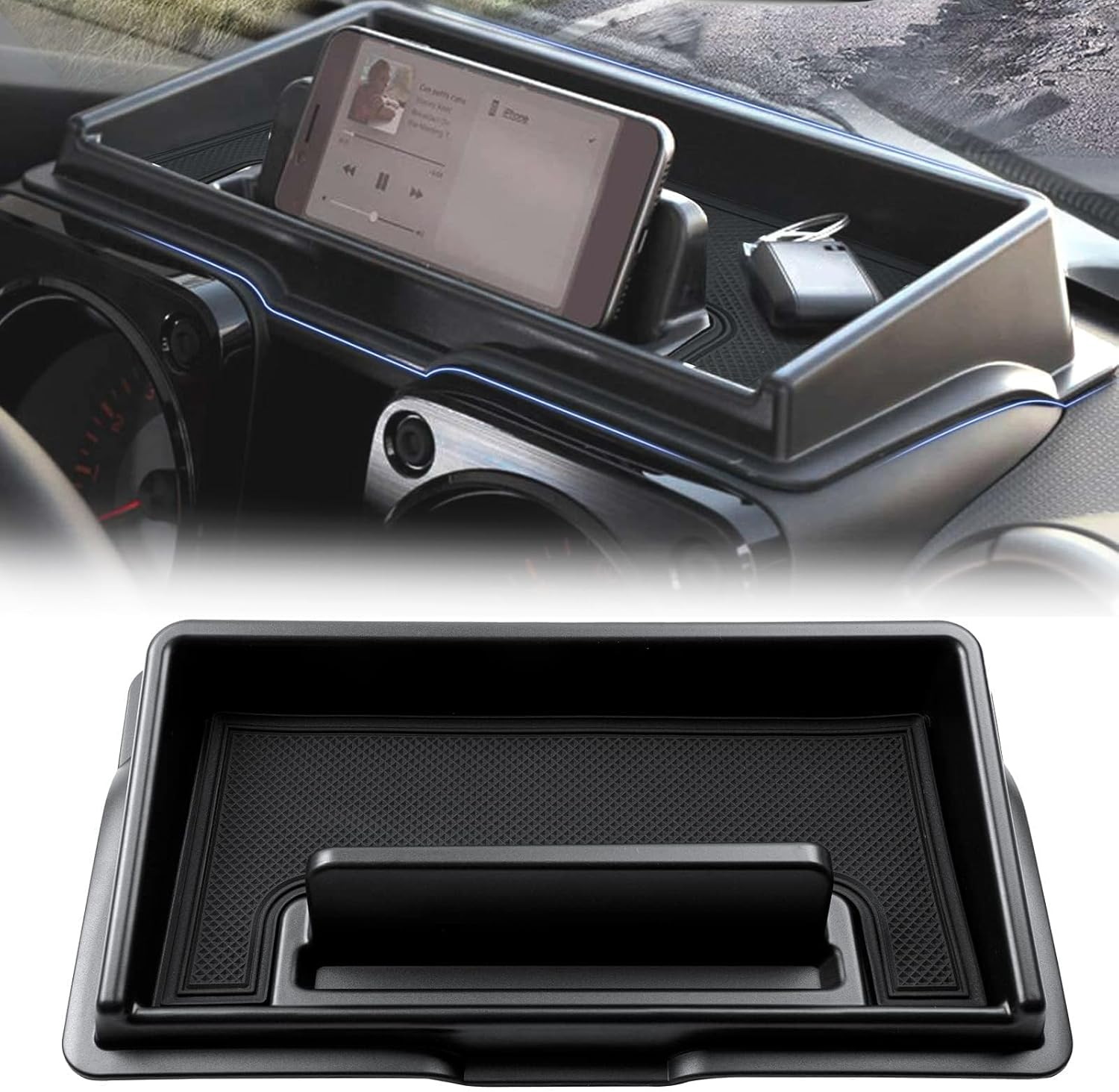 Center Console Organizer for Suzuki Jimny JB64 JB74 2019-2025 Dashboard Insert Tray, Dash Organizer Box for Phones, Keys & More, with Anti-Slip Mat, Dash Board Interior Accessories (Black) image number 5