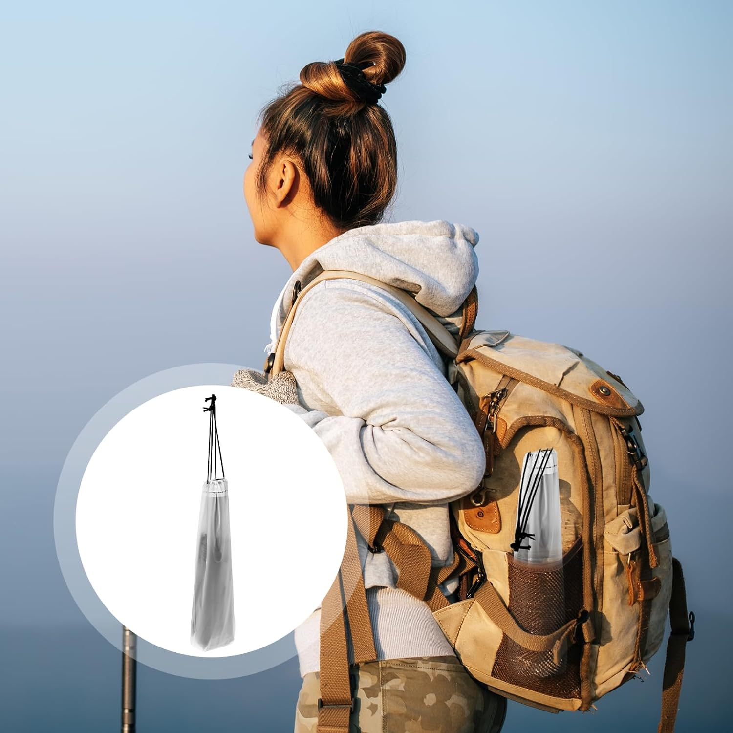 Mozeat Lens 6 Pcs Umbrella Bags Wet Umbrella Cases Clear Umbrella Cover Wet Umbrella Bags Folding Umbrella Storage Bag Waterproof Travel Umbrellas Sleeves with Drawstring image number 5