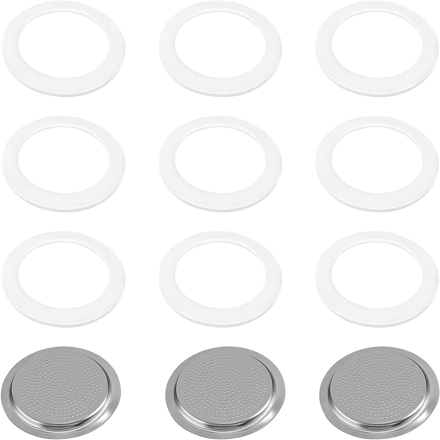 O-Rings Sealing Rings Silicone Ring Sealing Ring Coffee Cup Seal Espresso Maker Washable 9 Replacement Sealing Rings and 3 Aluminium Filters for Coffee Machines 6 Cup Pots (74 Mm) image number 6