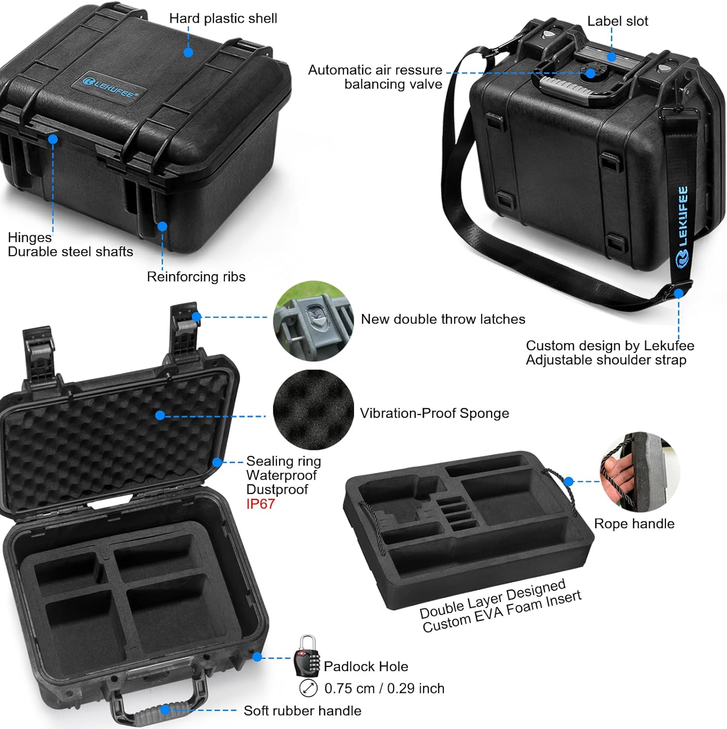 Lekufee Waterproof Hard Case for DJI Osmo Action 6, Osmo Action 5 Pro/4/3 Camera,Adventure Combo,Standard Combo and More Accessories(Case Only) image number 6