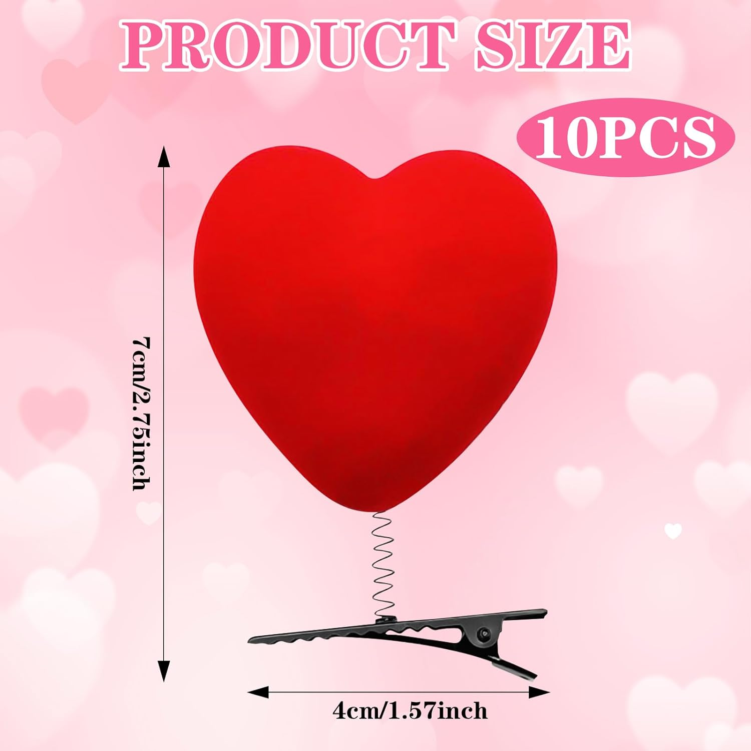 Heart Hair Clips, Women'S Red Plush Heart-Shaped Hair Clip, Heart Shape, Decorative Hair Clip, Love Hair Clips, Hair Accessories for Valentine'S Day, Wedding, Birthday Party (10)