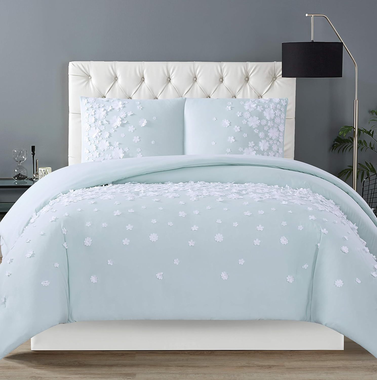 Christian Siriano Confetti Flowers Duvet Set, 3 Pcs, Queen and Full, Blush