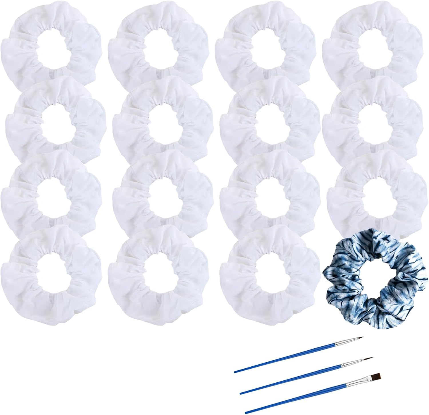 LIANRISES 16Pcs White Scrunchie White Tie Dye Items White Hair Ties Scrunchies for Girls Women Cotton Elastic Party Activities Hair Accessories DIY with 3Pcs Paintbrushes image number 6