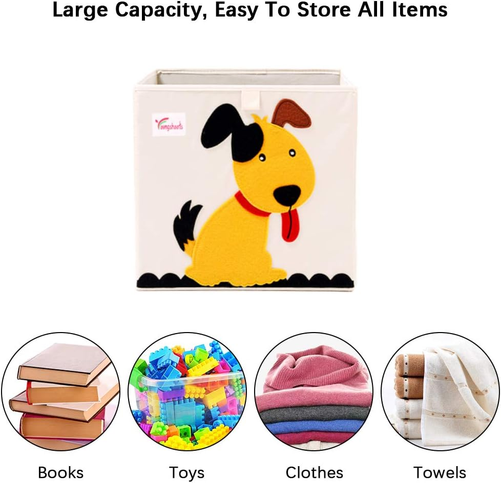 2 Pcs Foldable Animal Toy Storage Box/Bin/Cube, Collapsible Storage Organizer Basket Chest Container for Kids, Toddlers, Boys and Girls(13 X 13 X 13 Inch） (Dog & Parrot) image number 3