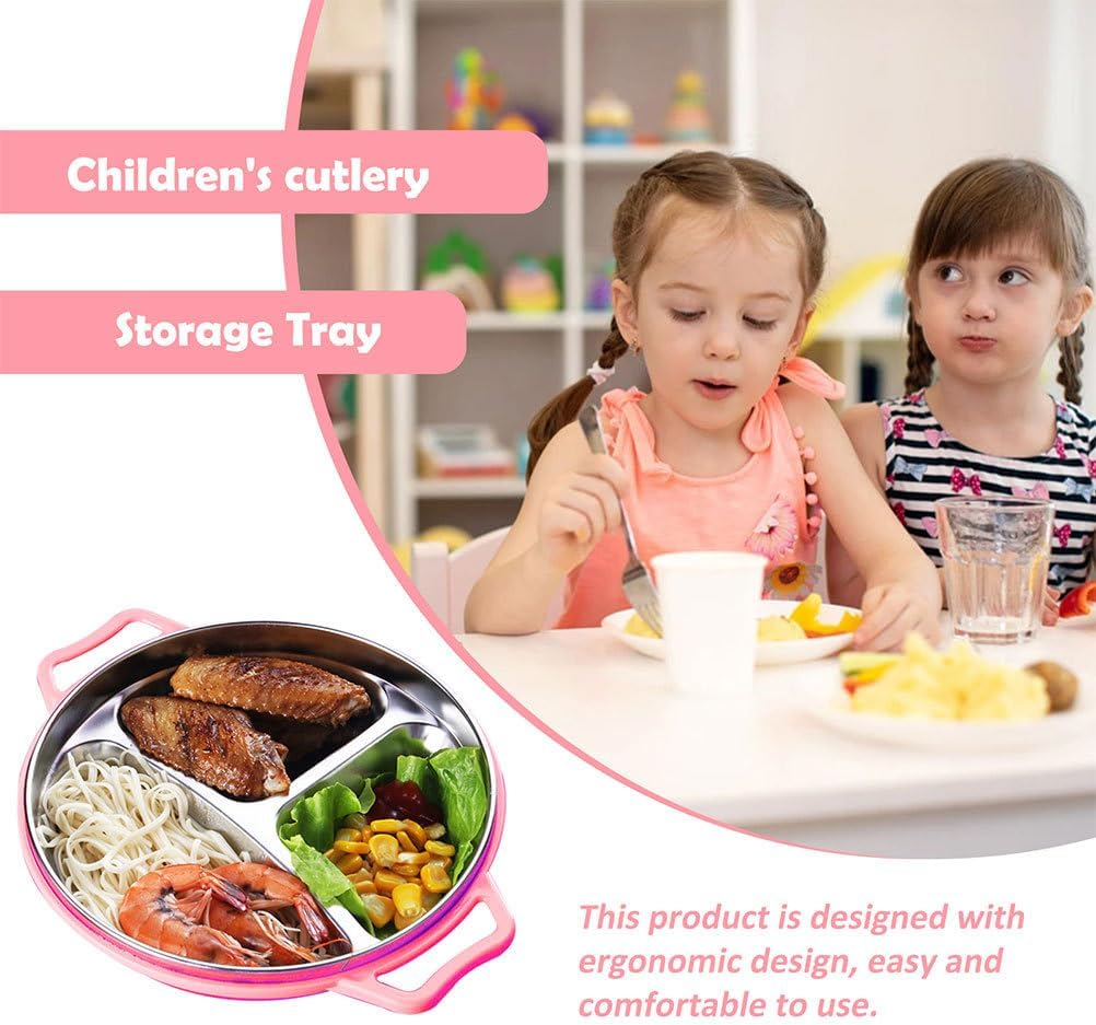 Angoily Compartment Plate Toddler Plate Steel Plate Compartment Trays Metal Plate Divided Plates for Adults Divided Dinner Tray Diet Plate Camping Luncheon Plates Food Pp -Usable image number 5